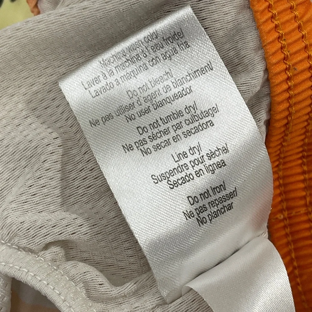 Psycho Bunny Men's Orange Clown Fish Striped Patterned Swim Trunks Size Small